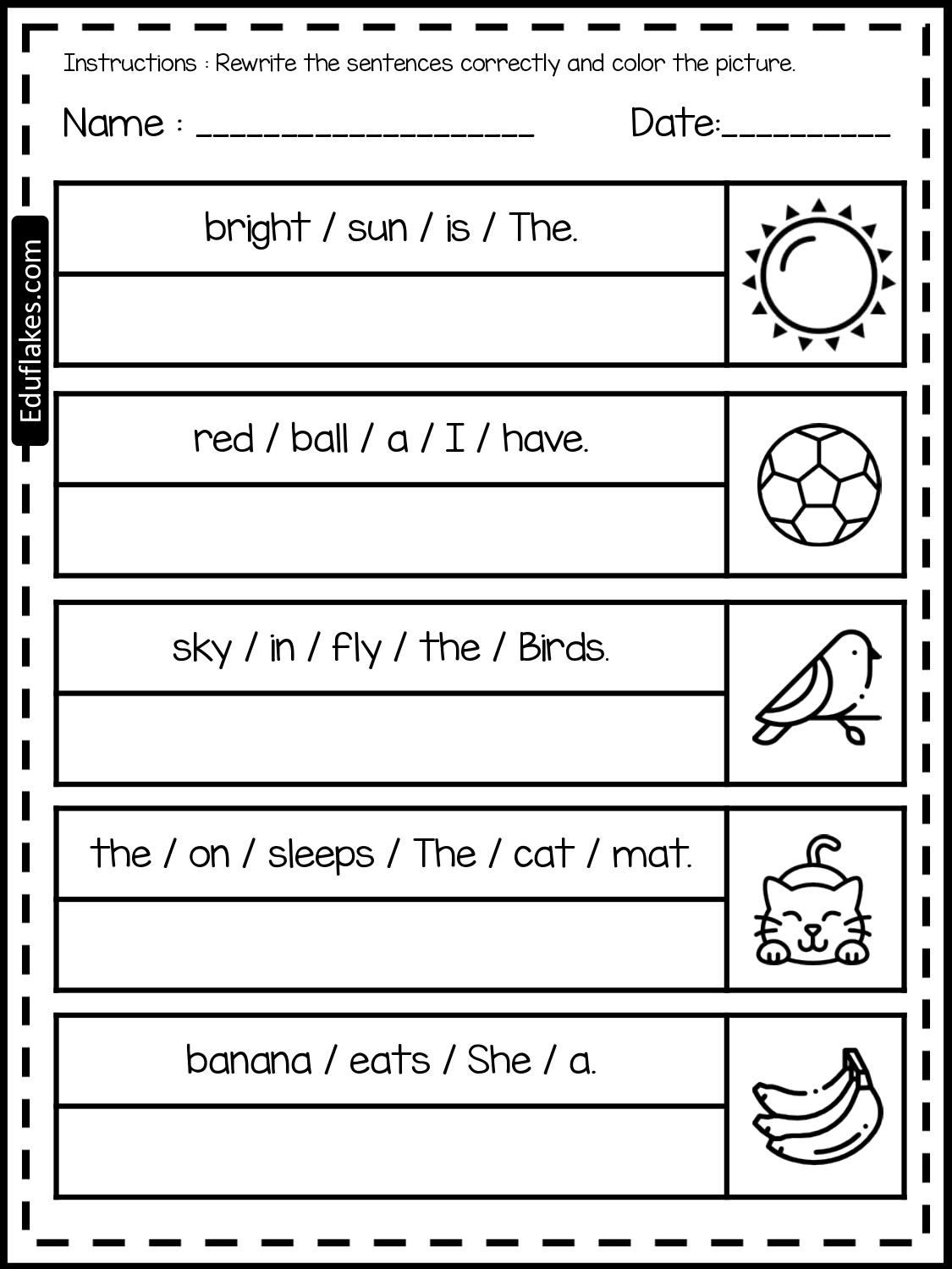 10 Free Sentence Building Printable For Grade 1 Eduflakes 10 Free Sentence Building Printable For Grade 1 Eduflakes