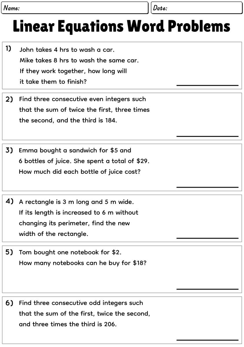 11 Linear Equation Practice Worksheets Free PDF At Worksheeto 11 Linear Equation Practice Worksheets Free PDF At Worksheeto