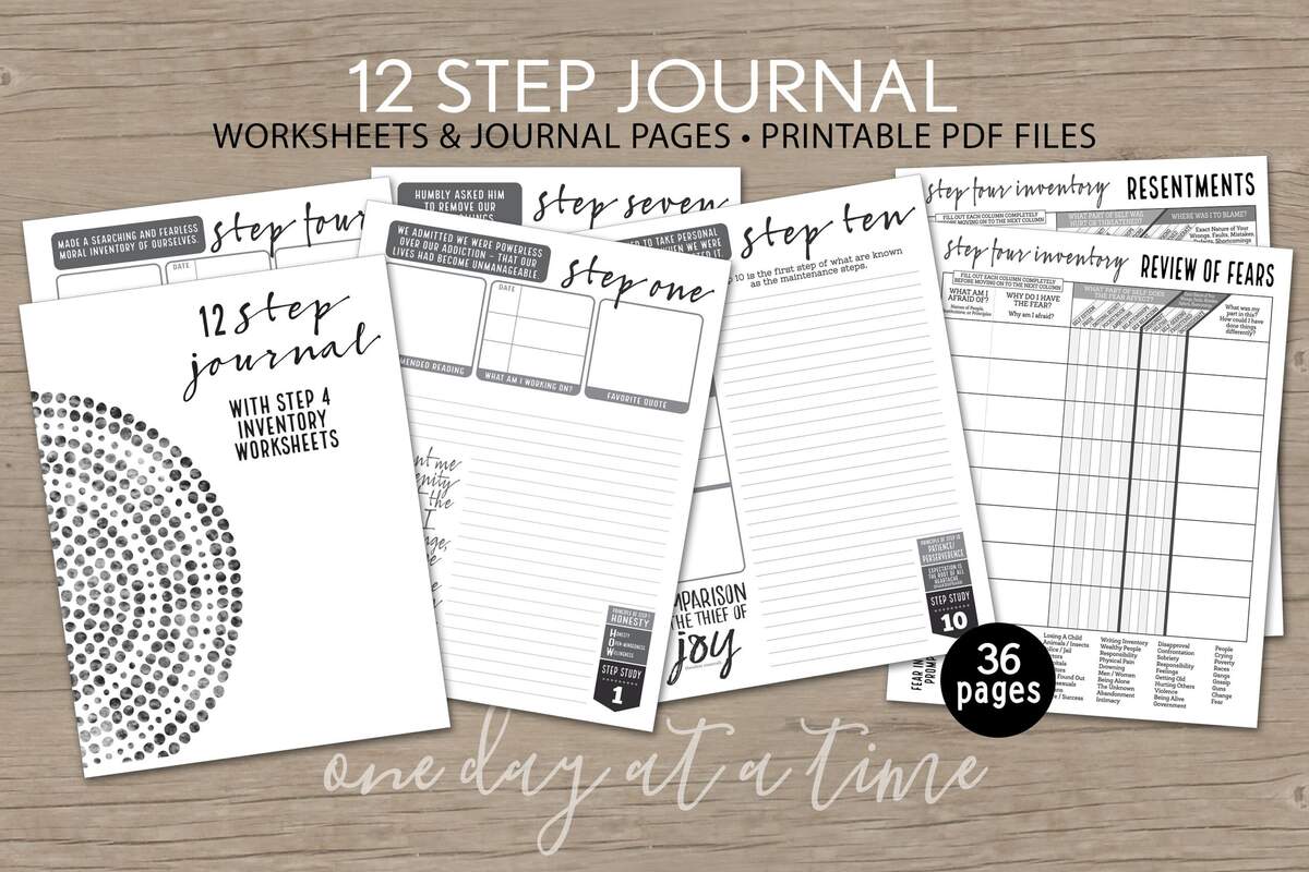 12 Step Journal Plus Step 4 Worksheets Step 10 Inventory AA NA Al anon Addiction Sobriety Recovery Instant Download 8 5x11 Printable PDF Etsy Israel