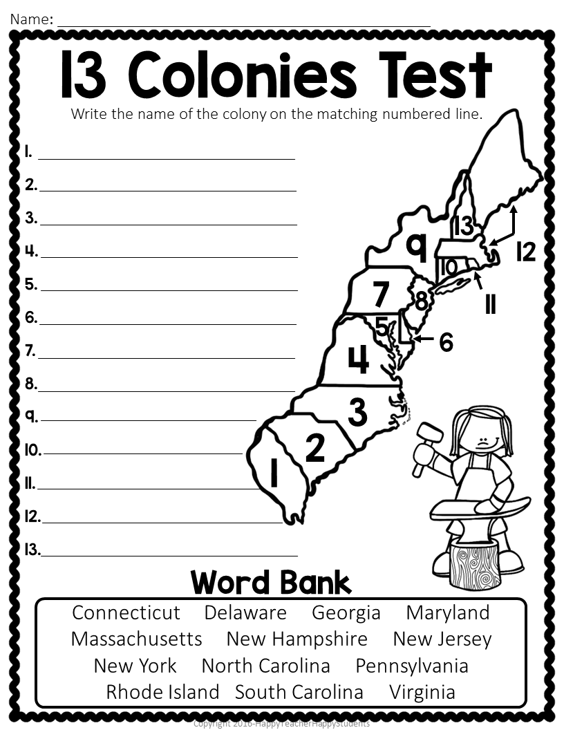 13 Colonies Map Quiz 13 Colonies Map Worksheet Blank 13 Colonies Map 13 Colonies Test Homeschool History Thirteen Classful 13 Original Colonies Map Bundle Free Printable Worksheets