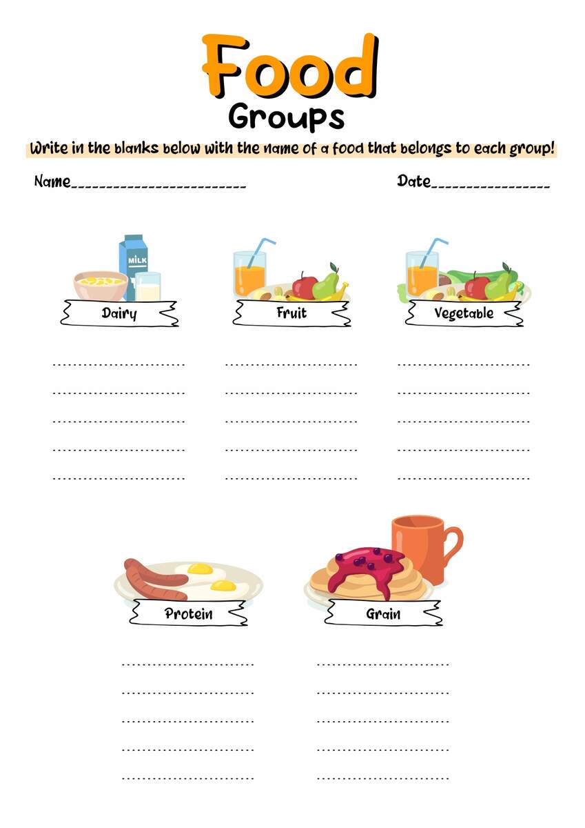 15 5 Food Groups Worksheet Free PDF At Worksheeto Nutrition Worksheets Free Printable Ideas And Templates