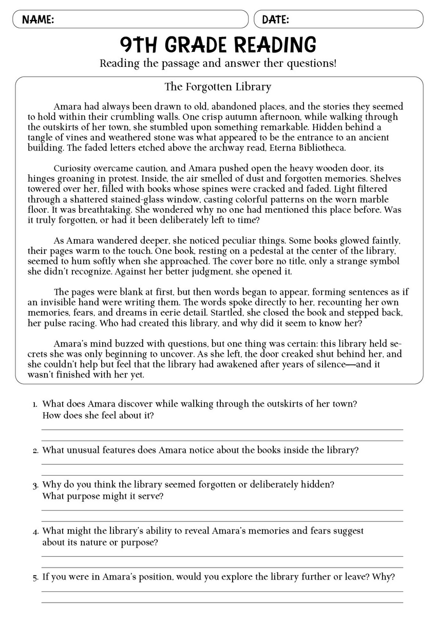 15 Printable 9th Grade Reading Comprehension Worksheets Free PDF At Worksheeto