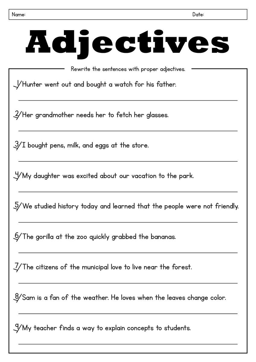 16 Printable Adjective Worksheets 4th Grade Free PDF At Worksheeto 16 Printable Adjective Worksheets 4th Grade Free PDF At Worksheeto