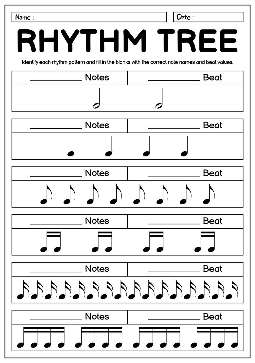16 Rhythm Tree Worksheet Free PDF At Worksheeto Rhythm Flashcards Layton Music Games And Resources