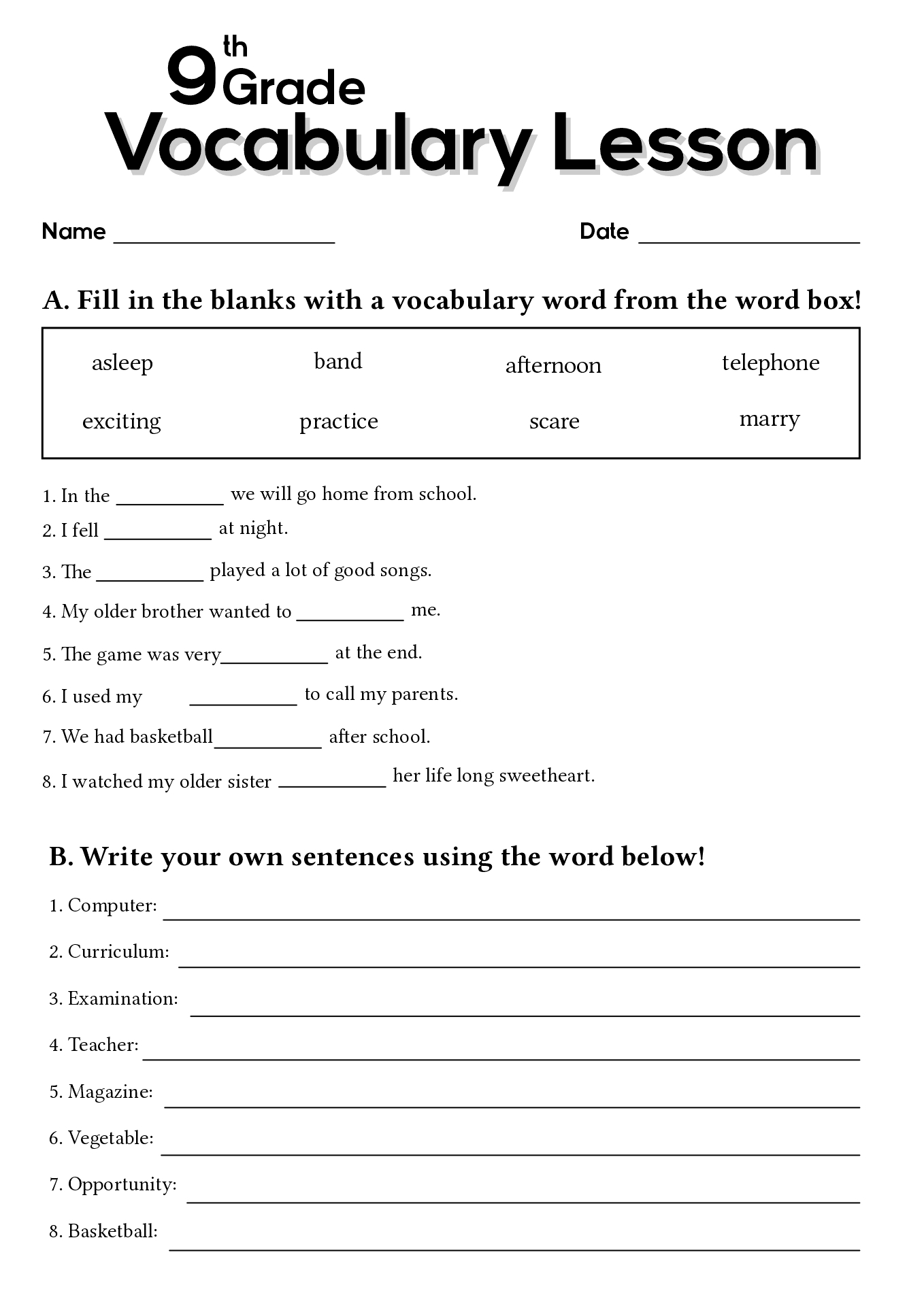 Ninth Grade Math Practice Worksheet Worksheets Worksheets