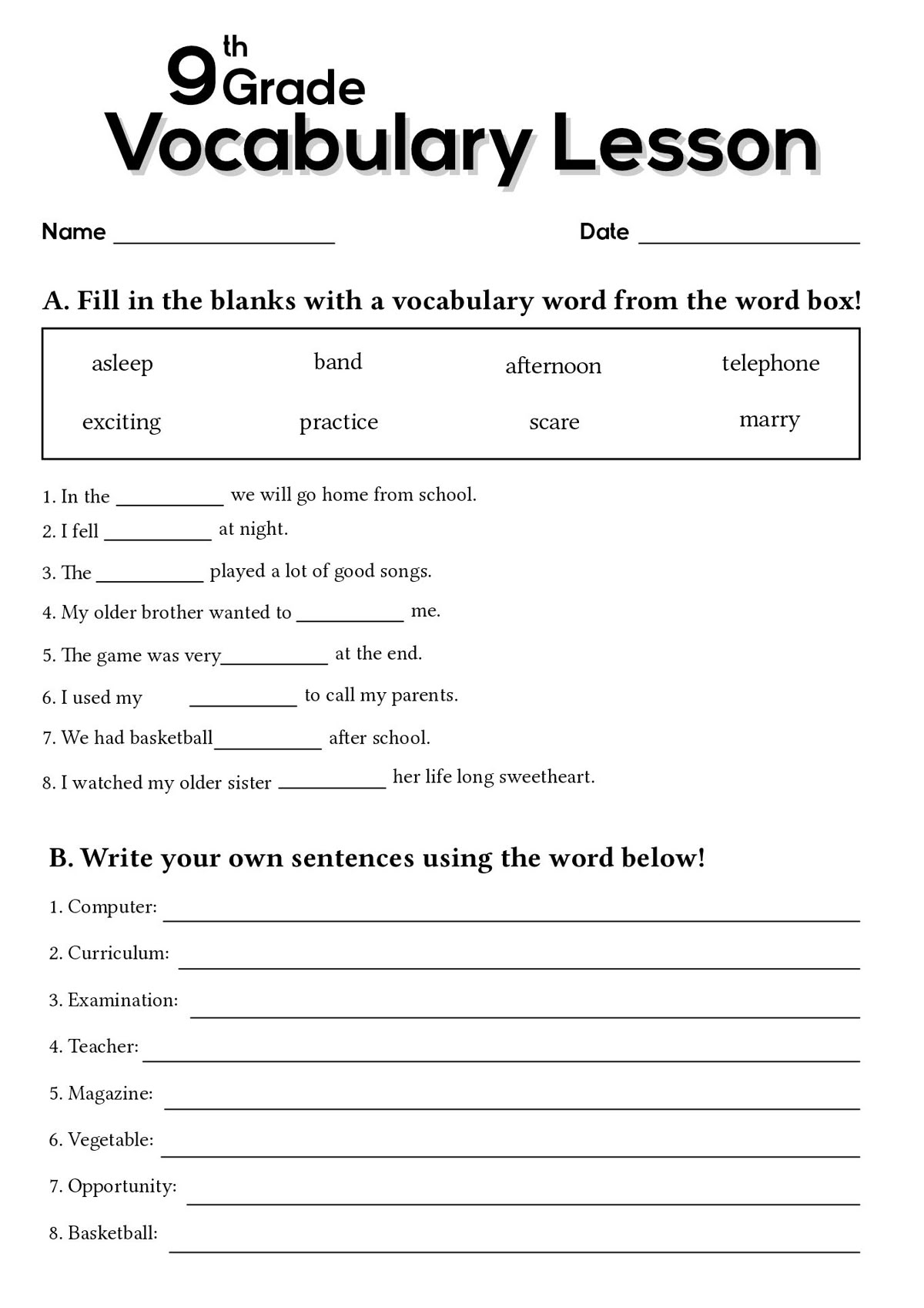Storyboard That Free Vocabulary Worksheet Templates