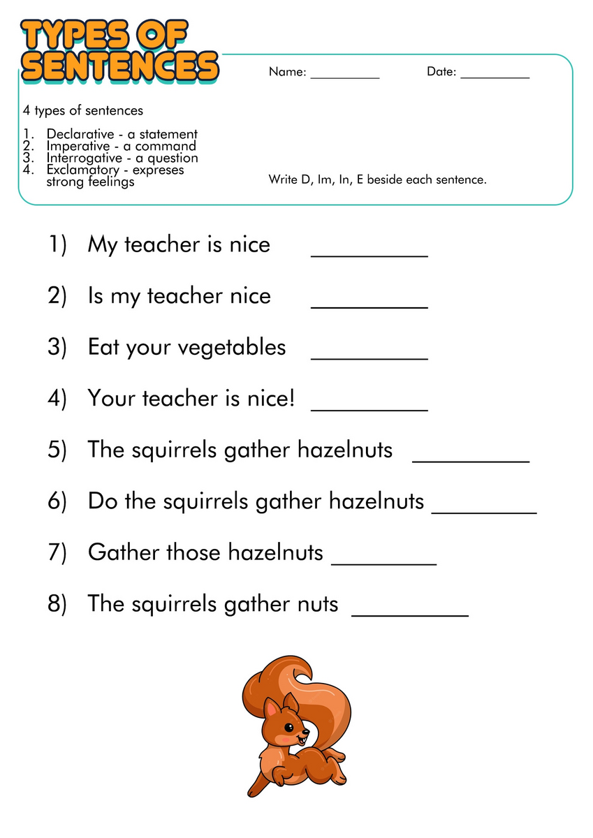 18 4 Types Of Sentences Worksheets Free PDF At Worksheeto Sentences Worksheets Types Of Sentences Worksheets