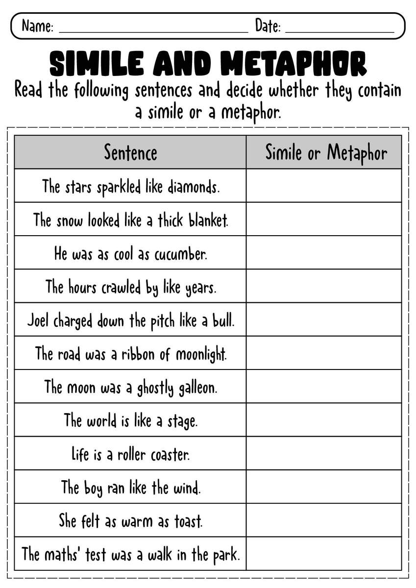 19 Free Printable Figurative Language Worksheets Metaphors Worksheets Free Figurative Language Practice