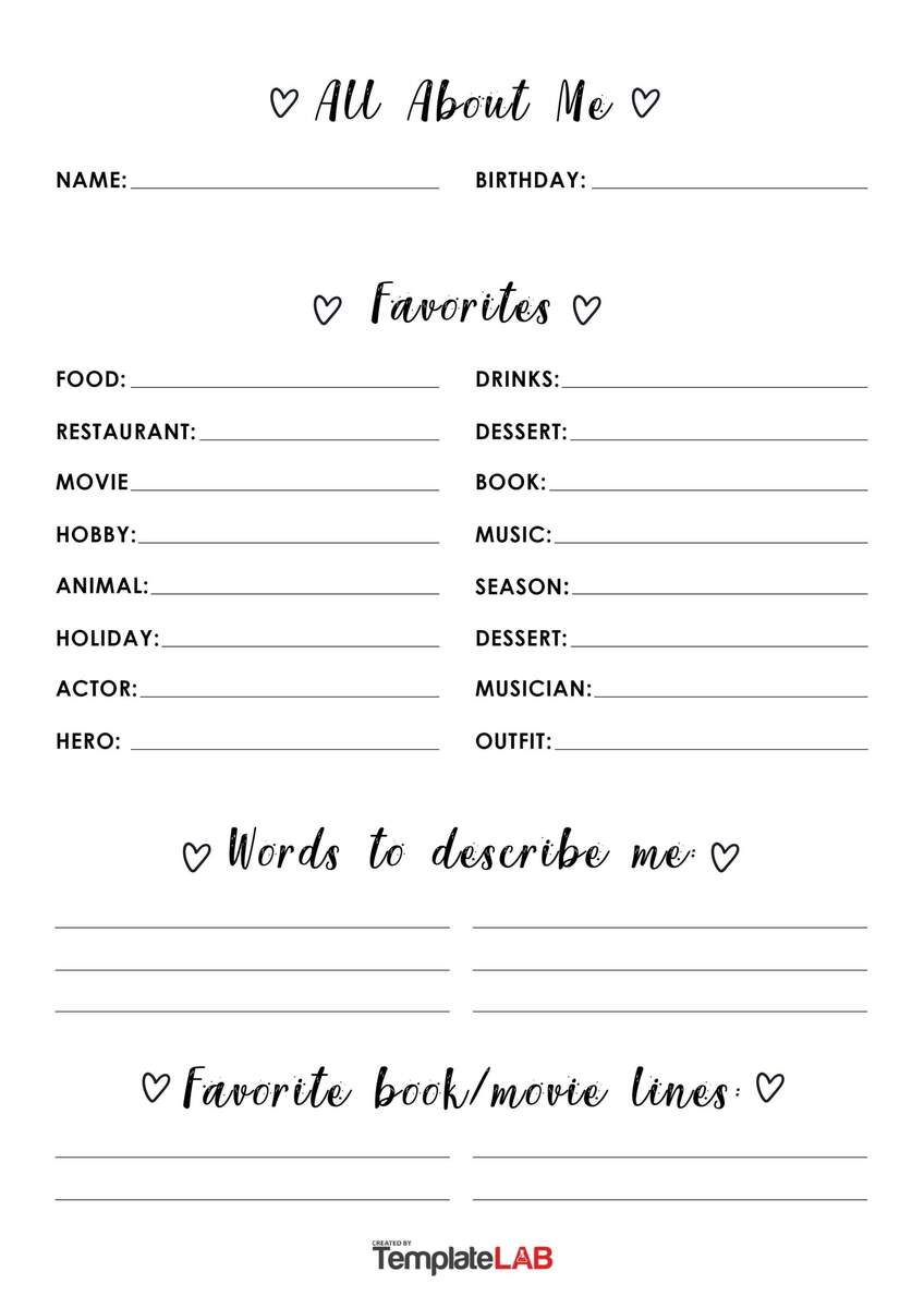 19 Printable All About Me Templates FREE TemplateLab 19 Printable All About Me Templates FREE TemplateLab