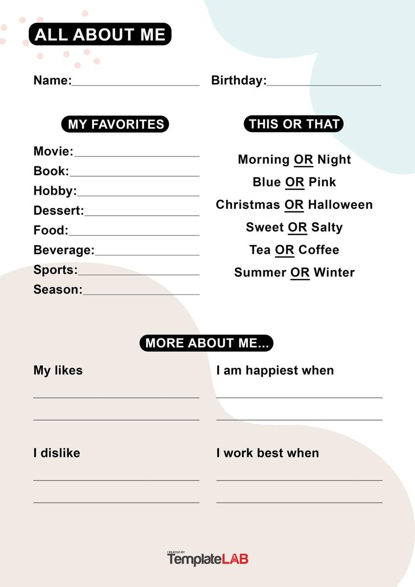 19 Printable All About Me Templates FREE TemplateLab 19 Printable All About Me Templates FREE TemplateLab