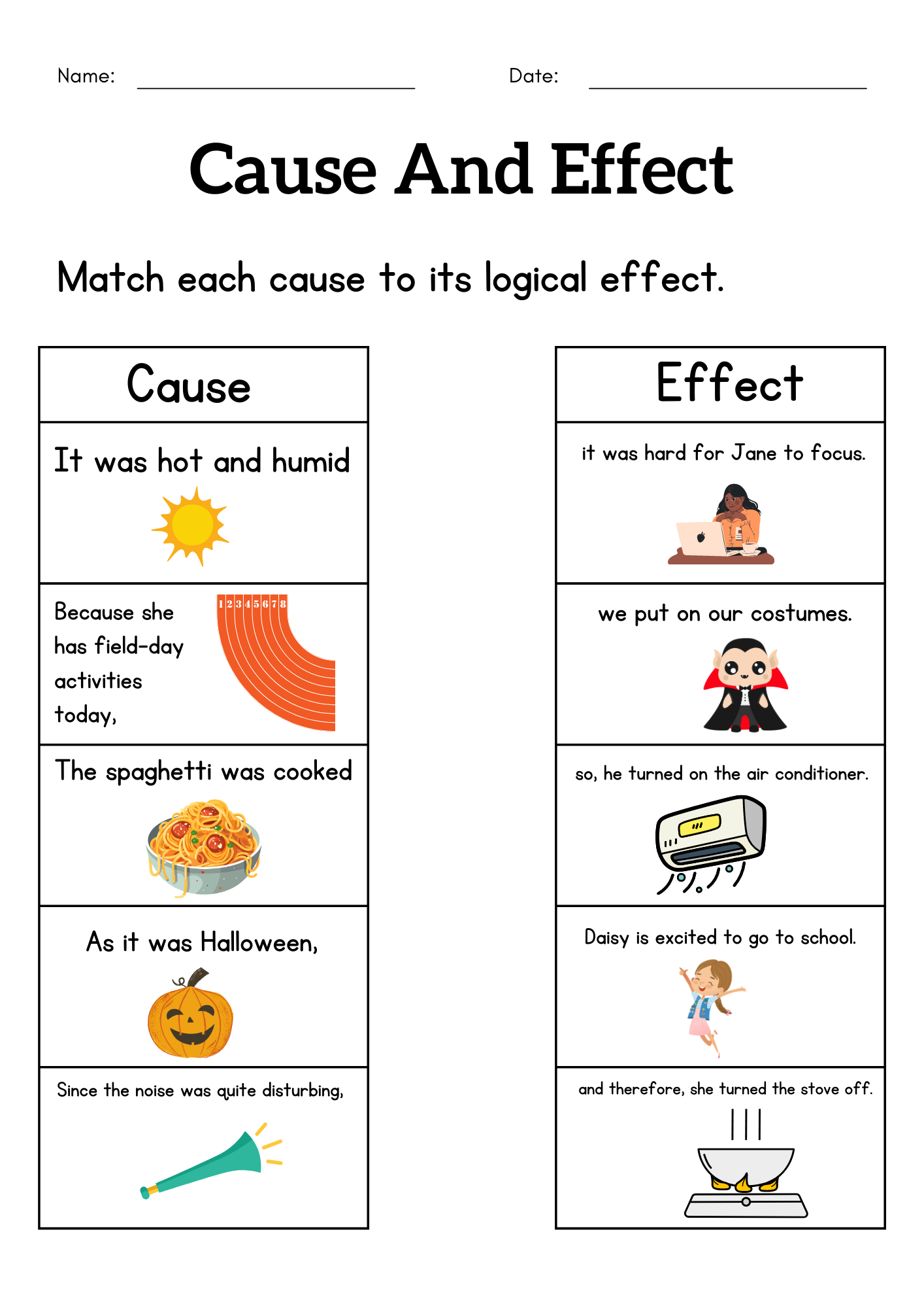 1st Grade Cause And Effect Worksheet Cause And Effect Activity Sheets For Kids Teaching Resources Reading Worksheets Cause And Effect Worksheets