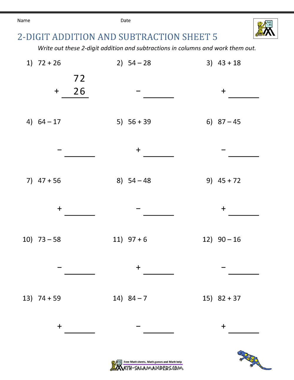 2 Digit Addition And Subtraction Worksheets Free 2 Digit Addition And Subtraction Regrouping