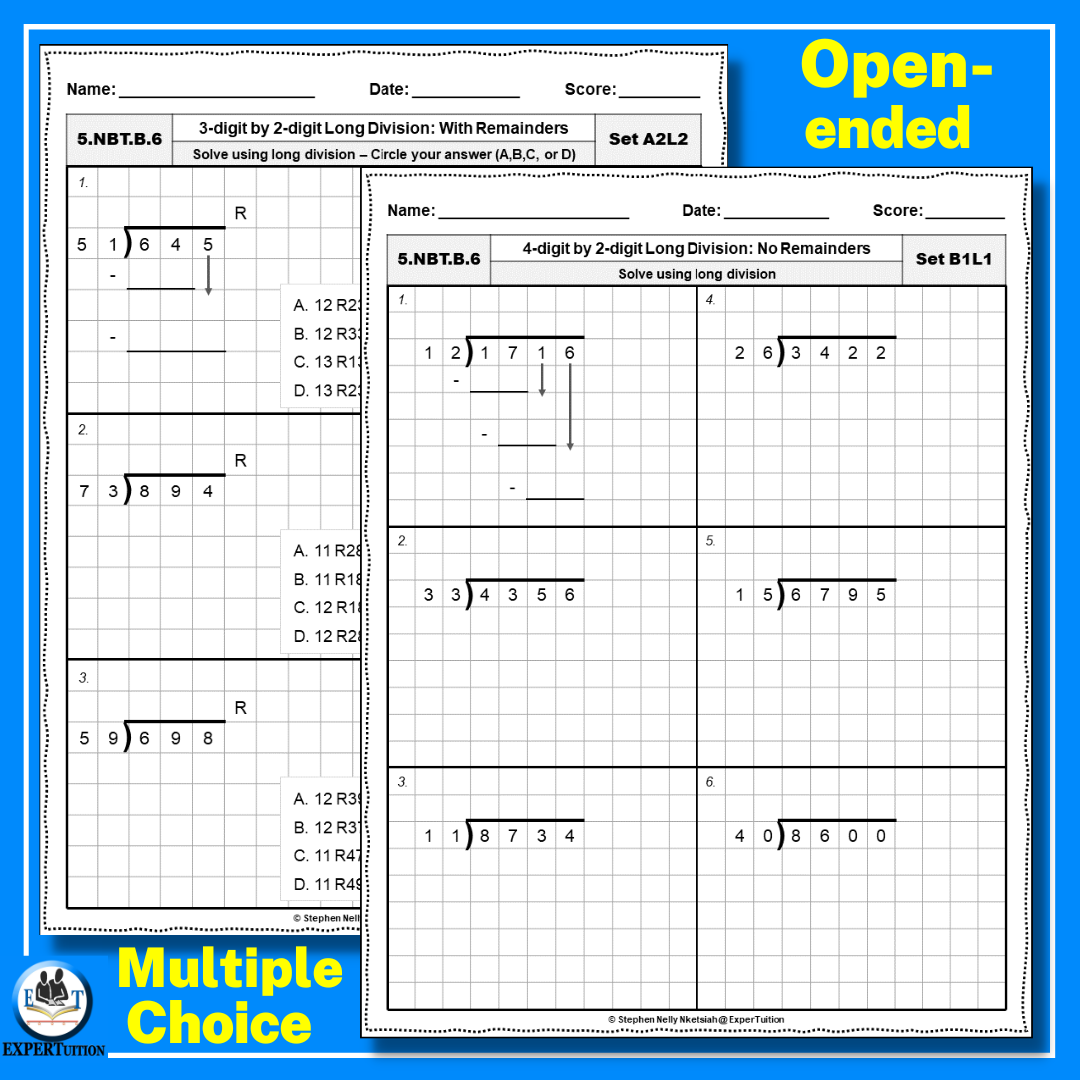 Double Digit Division Worksheets