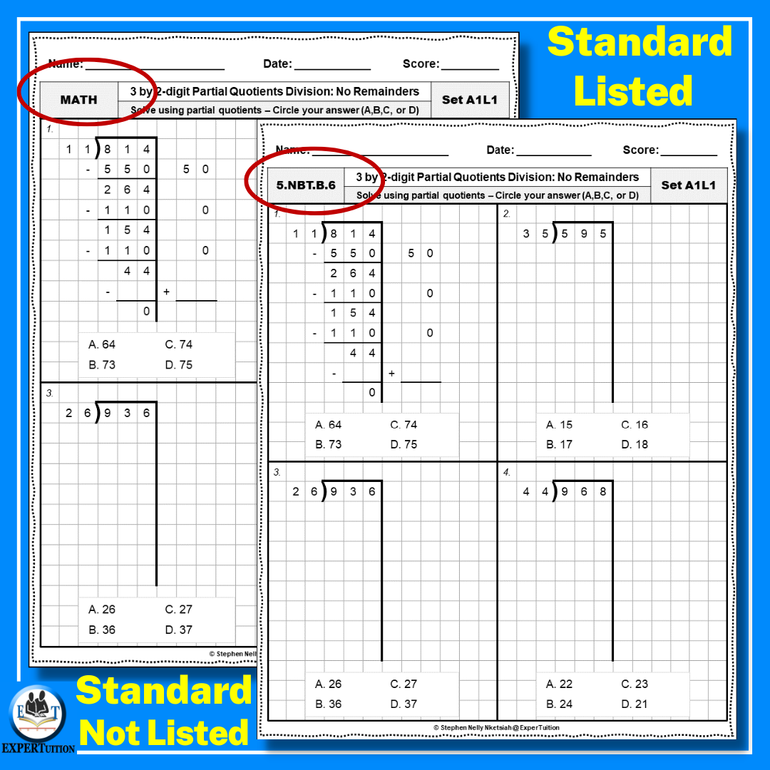 2 Digit Divisors Partial Quotients Division Worksheets Bundle Made By Teachers