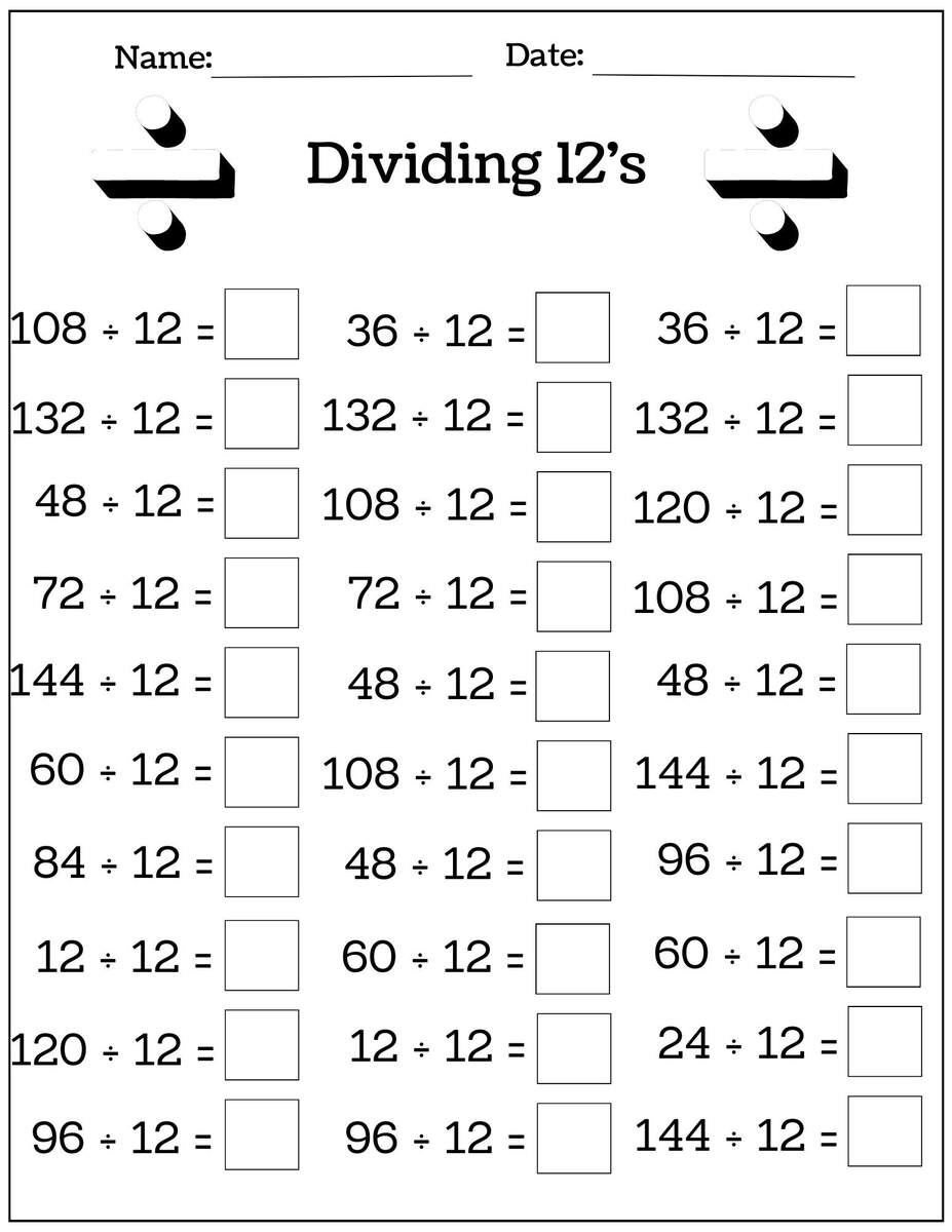 24 Printable Multiplication And Division Worksheets 1 12 Fill In The Blanks With Answer Pages Maths Drills Etsy