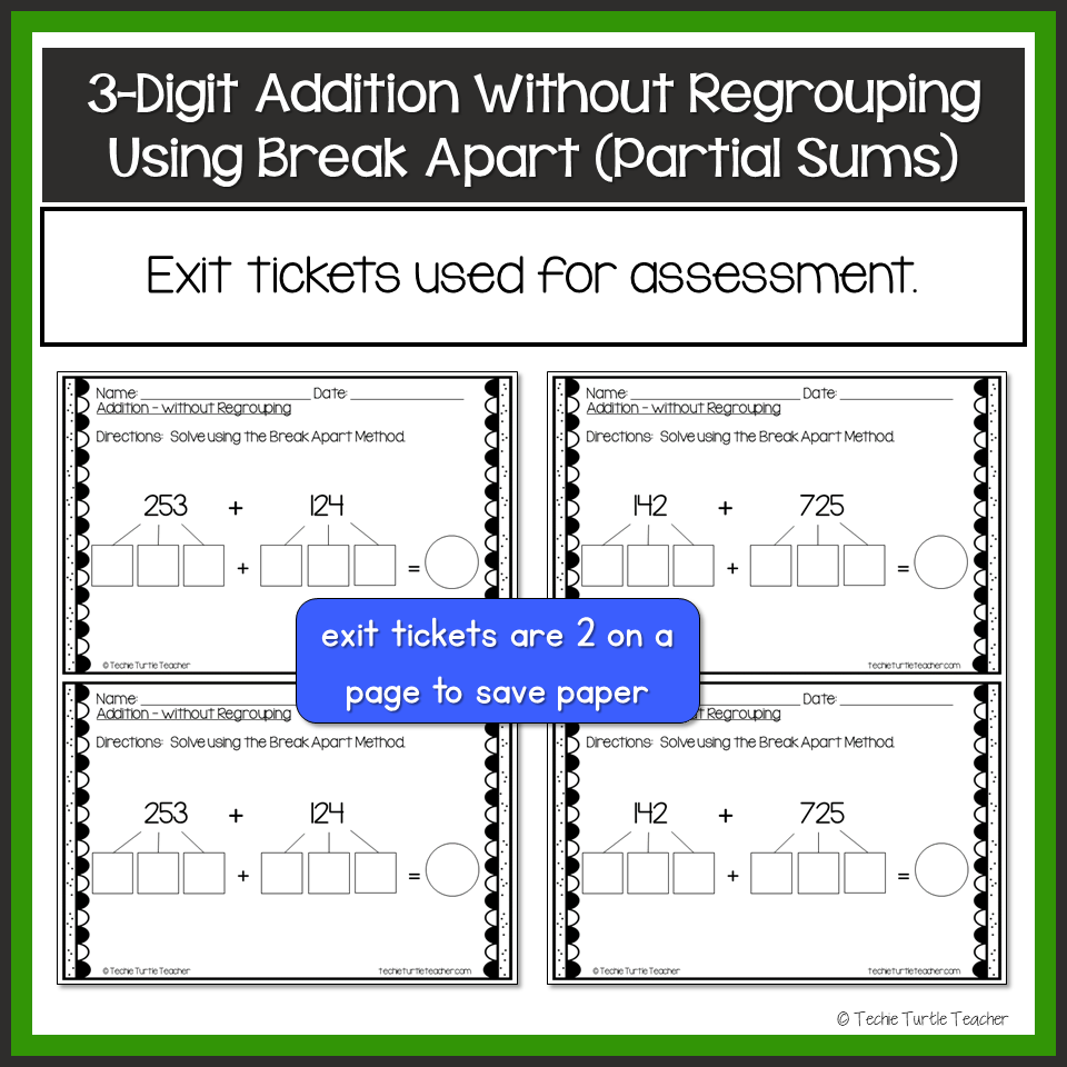 3 Digit Addition Without Regrouping Using Break Apart Partial Sums Strategy Made By Teachers