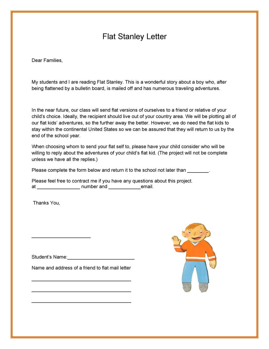 37 Flat Stanley Templates Letter Examples TemplateLab
