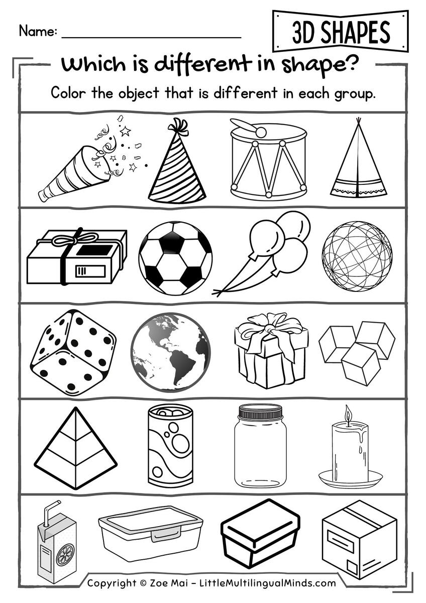 3D Shapes Practice Sheets For Preschool Pre K Kindergarten Color Trace Games Made By Teachers 3D Shapes Practice Sheets For Preschool Pre K Kindergarten Color Trace Games Made By Teachers