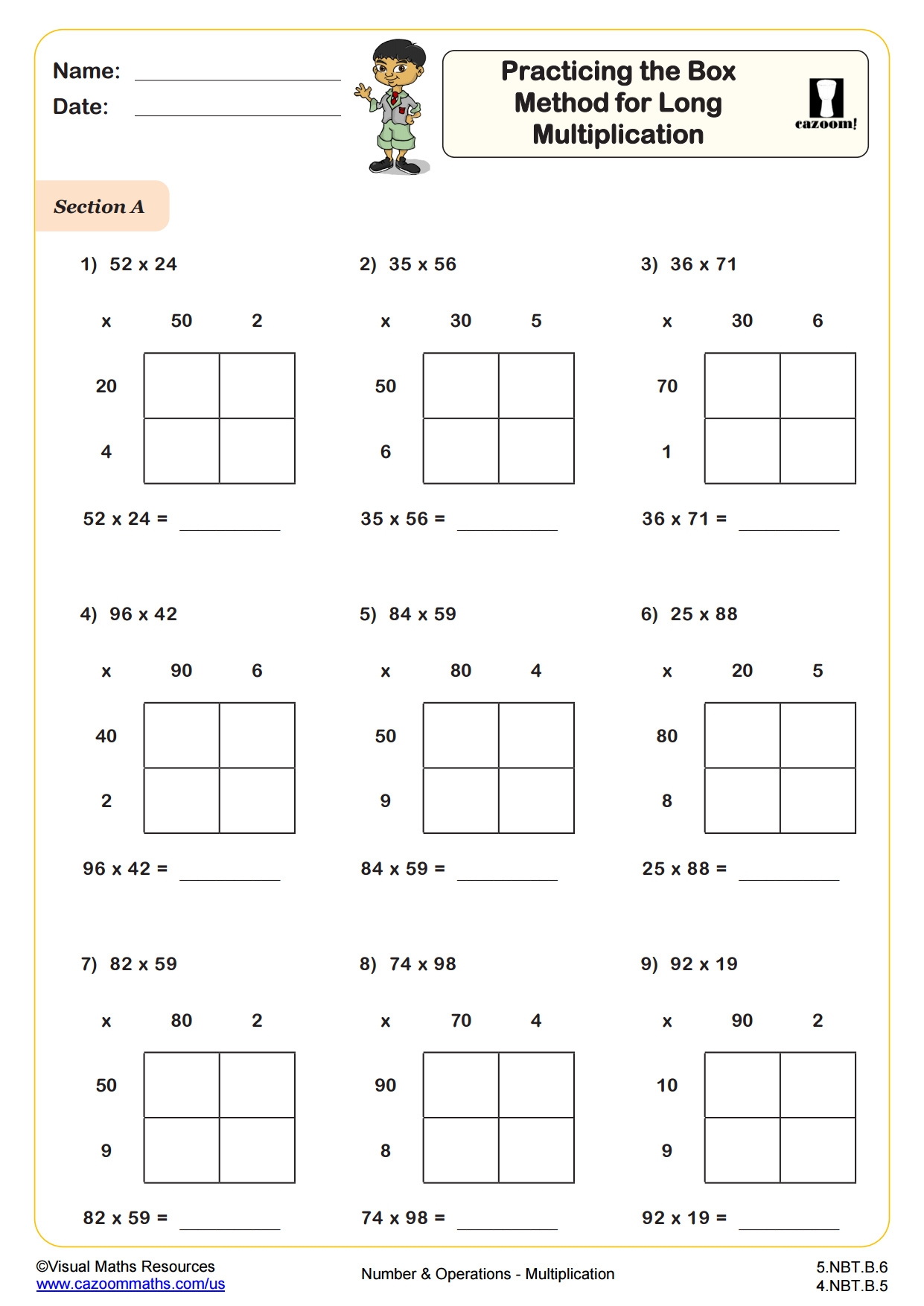 4 NBT B 5 Worksheets Printable 4th Grade Math Worksheets Cazoom Math