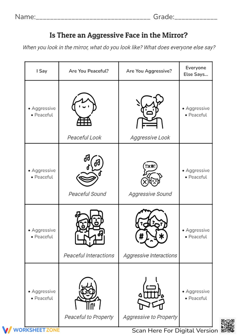 4th Grade Self Control Worksheets Printable