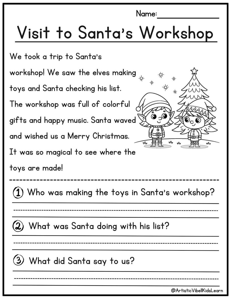 50 Christmas Reading Comprehension Printable Kindergarten First Grade Worksheets Instant Download Fluency Worksheet English Learing Etsy 50 Christmas Reading Comprehension Printable Kindergarten First Grade Worksheets Instant Download Fluency Worksheet English Learing Etsy