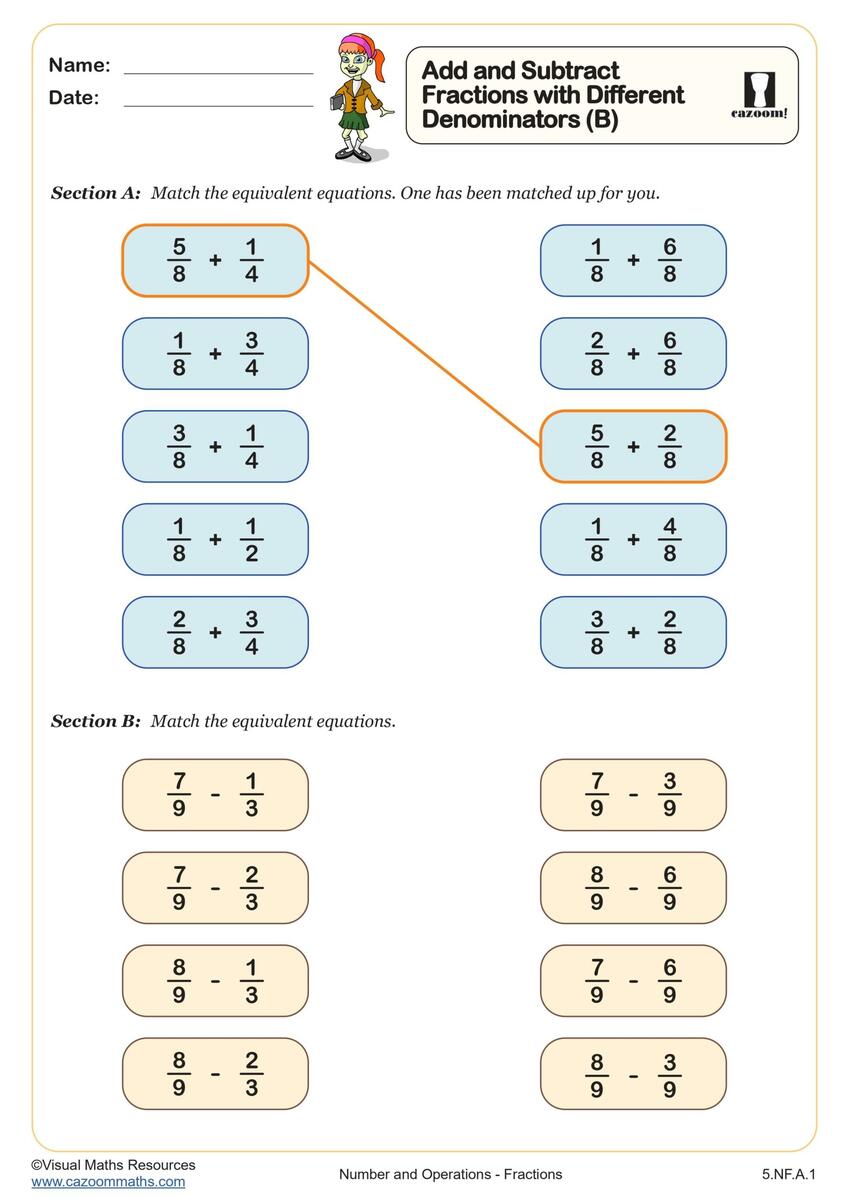 Worksheets For Fraction Addition
