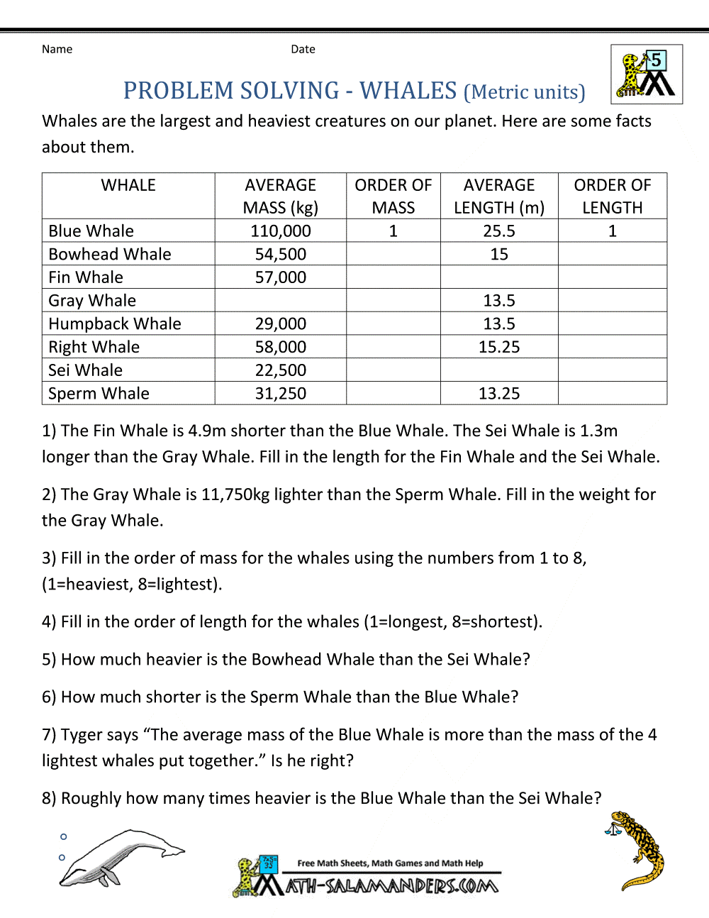 5th Grade Math Word Problems