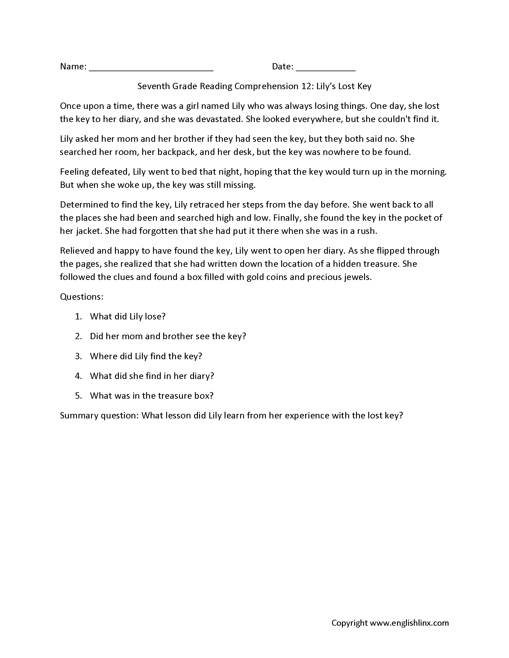 Free 7th Grade Reading Comprehension Worksheet Download Free 7th Grade Reading Comprehension Worksheet Png Images Free Worksheets On Clipart Library