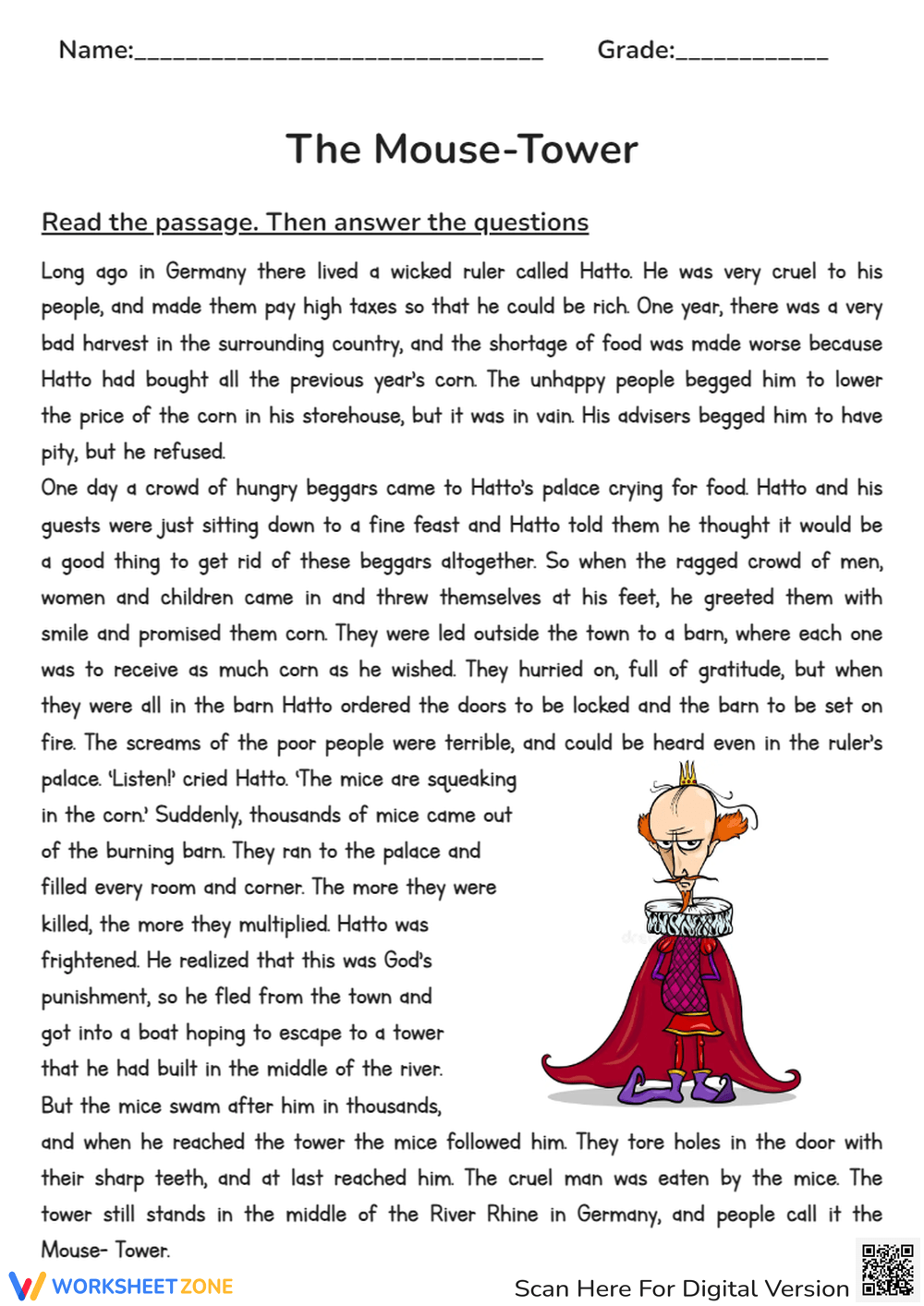 7th Grade Short Story With Questions Worksheets Printable