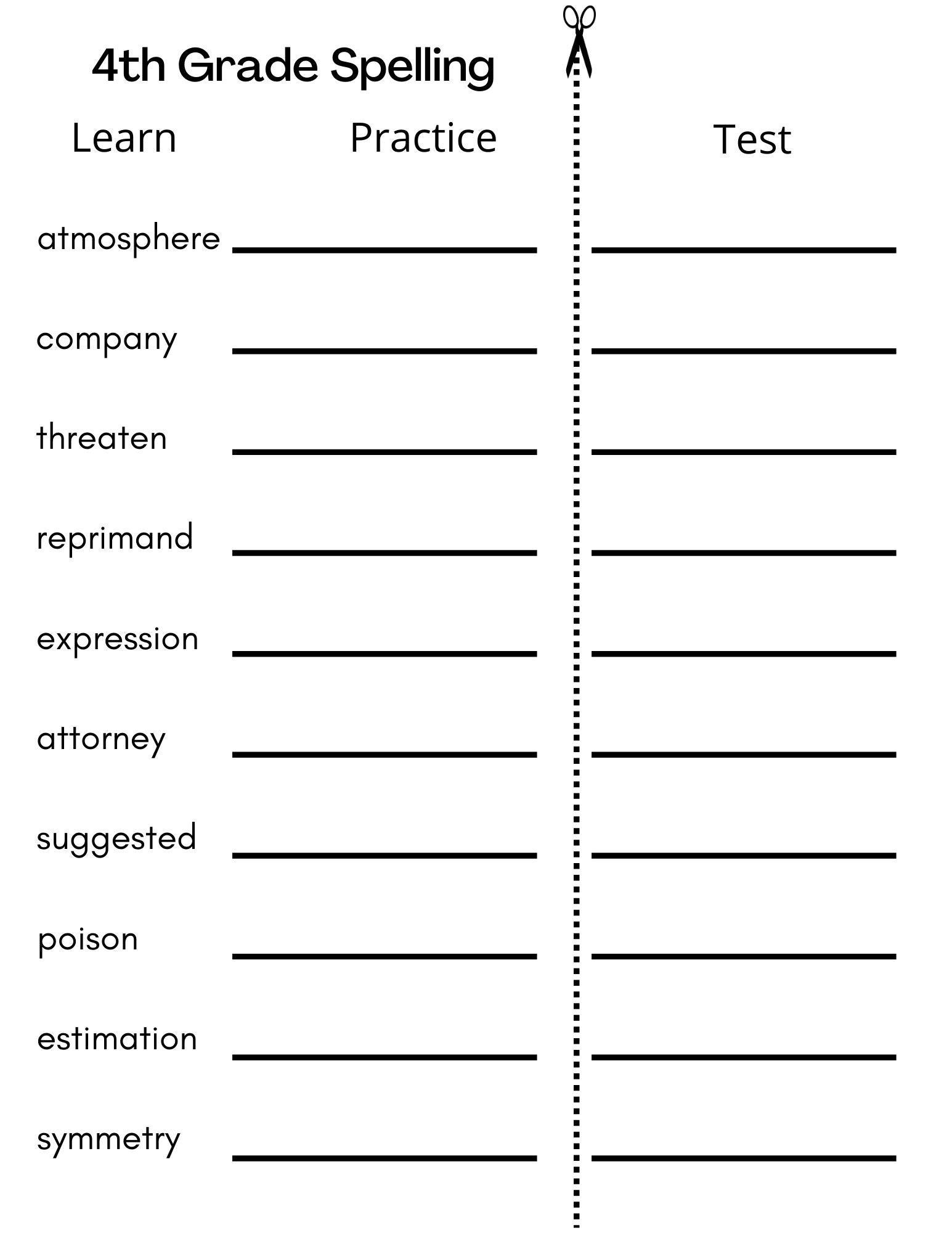 8 Printable Fourth Grade Spelling Writing Spelling Test Etsy 11 4th Grade Spelling Worksheets Printable Free PDF At Worksheeto