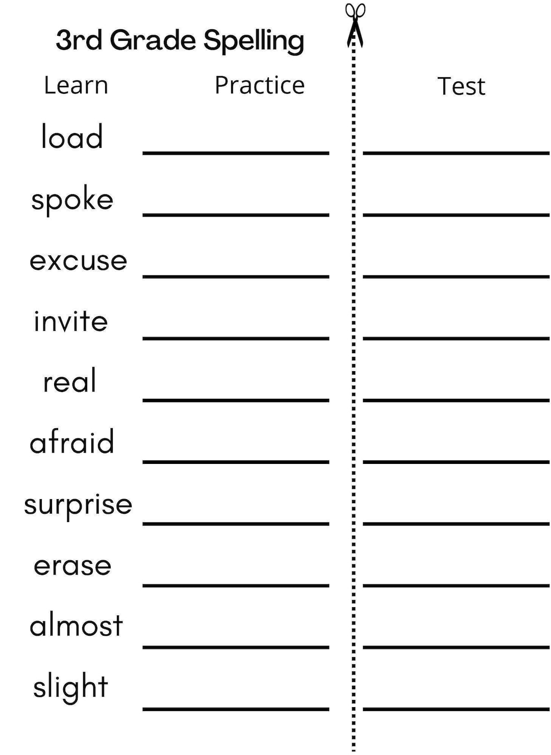 8 Printable Third Grade Spelling Writing Spelling Test Etsy Grade 3 Spelling Words Worksheets Games4esl