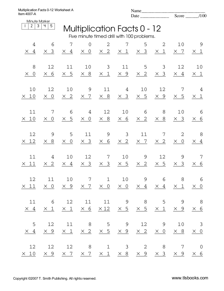9 Multiplication Worksheets Examples 9 Multiplication Worksheets Examples
