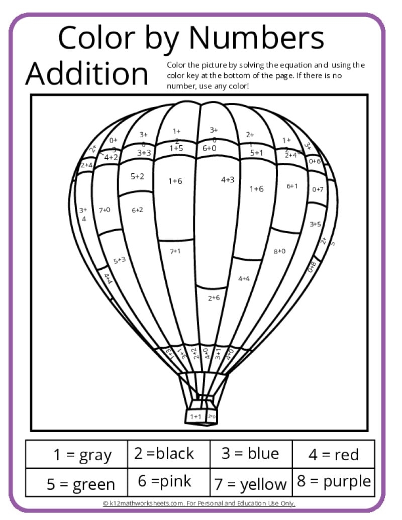 Addition Color By Number Printable Activities Addition Color By Number Worksheet For 1st Grade Free Printable