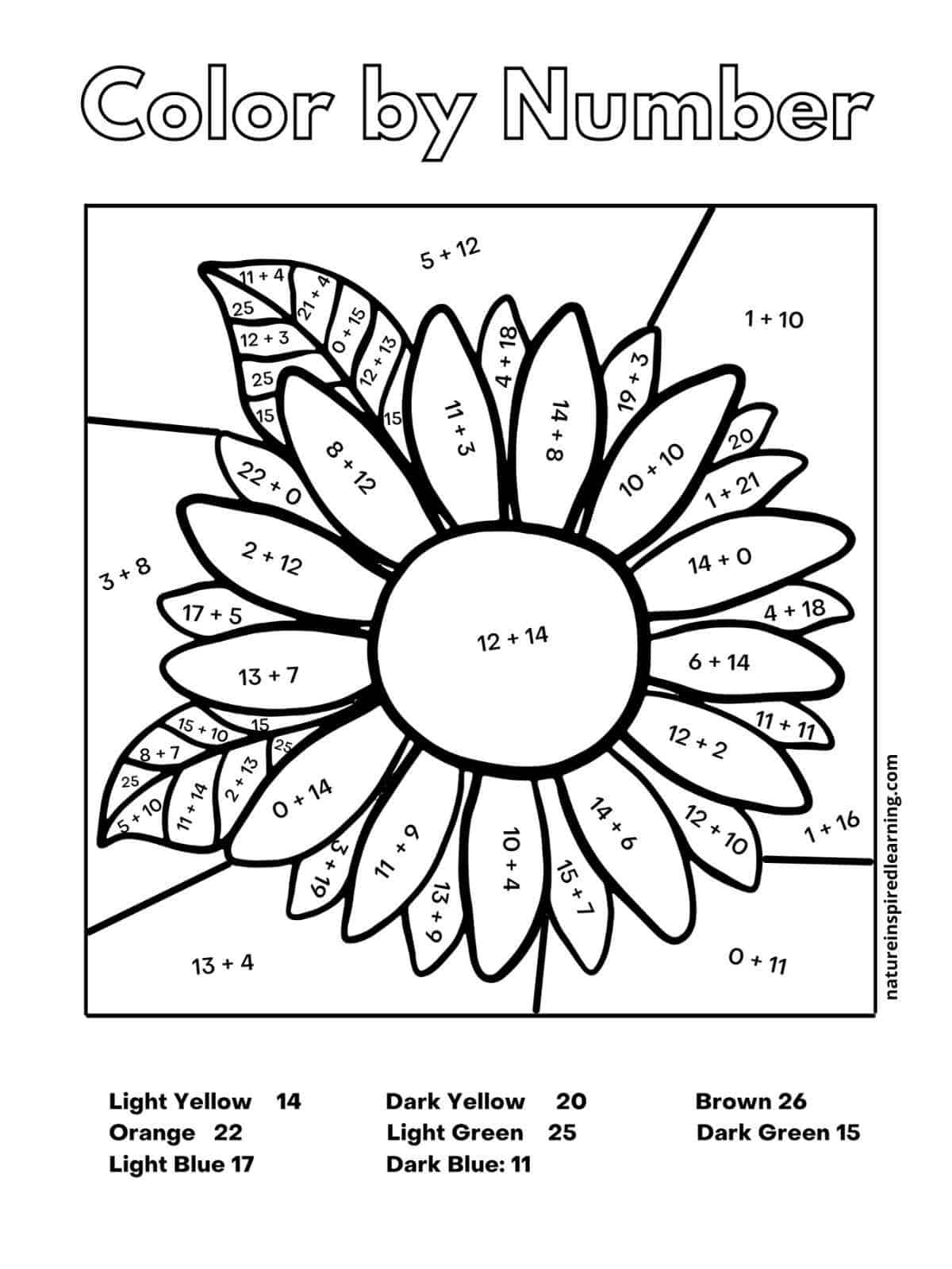 Addition Color By Number Worksheets Nature Inspired Learning Worksheets Library