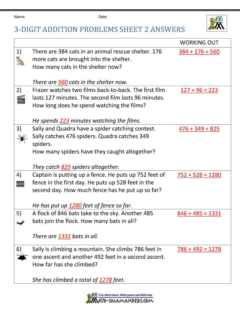 Addition Word Problems 3rd Grade Addition Word Problems 3rd Grade