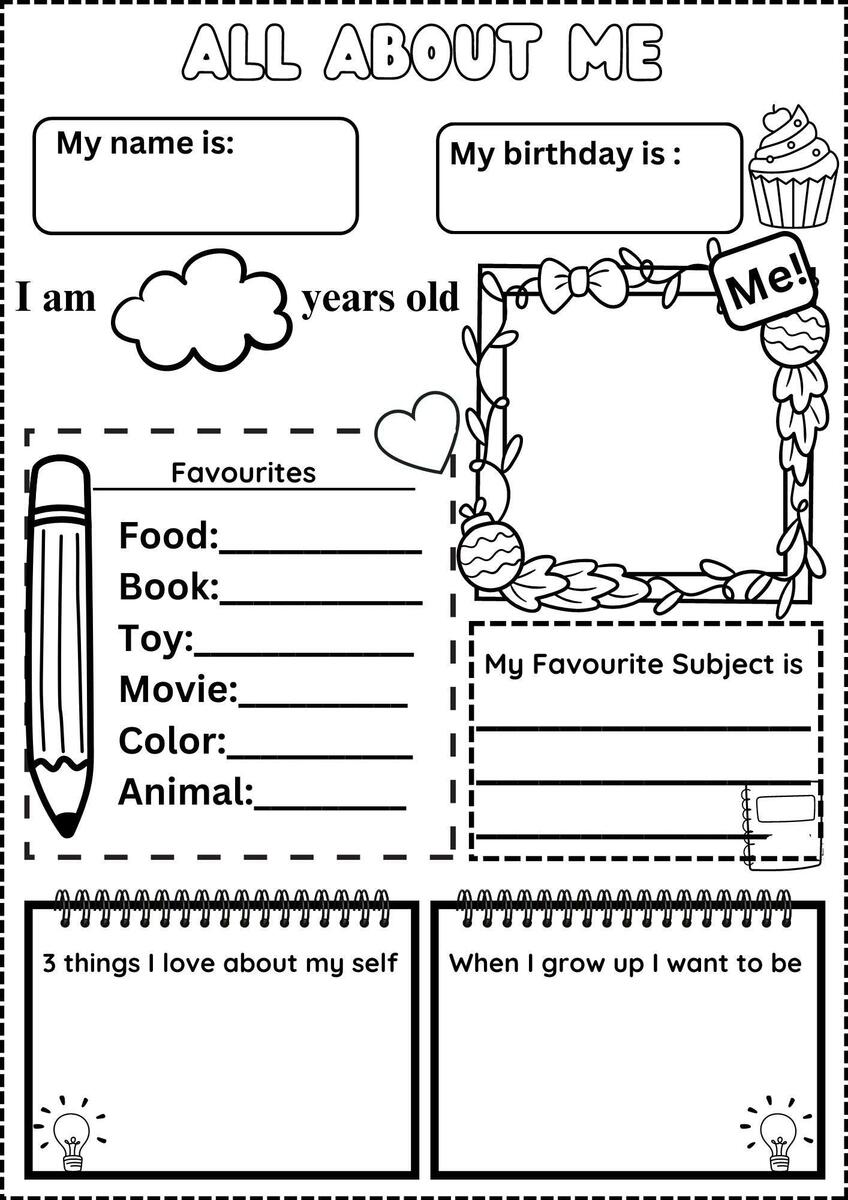 All About Me Worksheet Free Free And Printable All About Me Worksheet Templates Canva