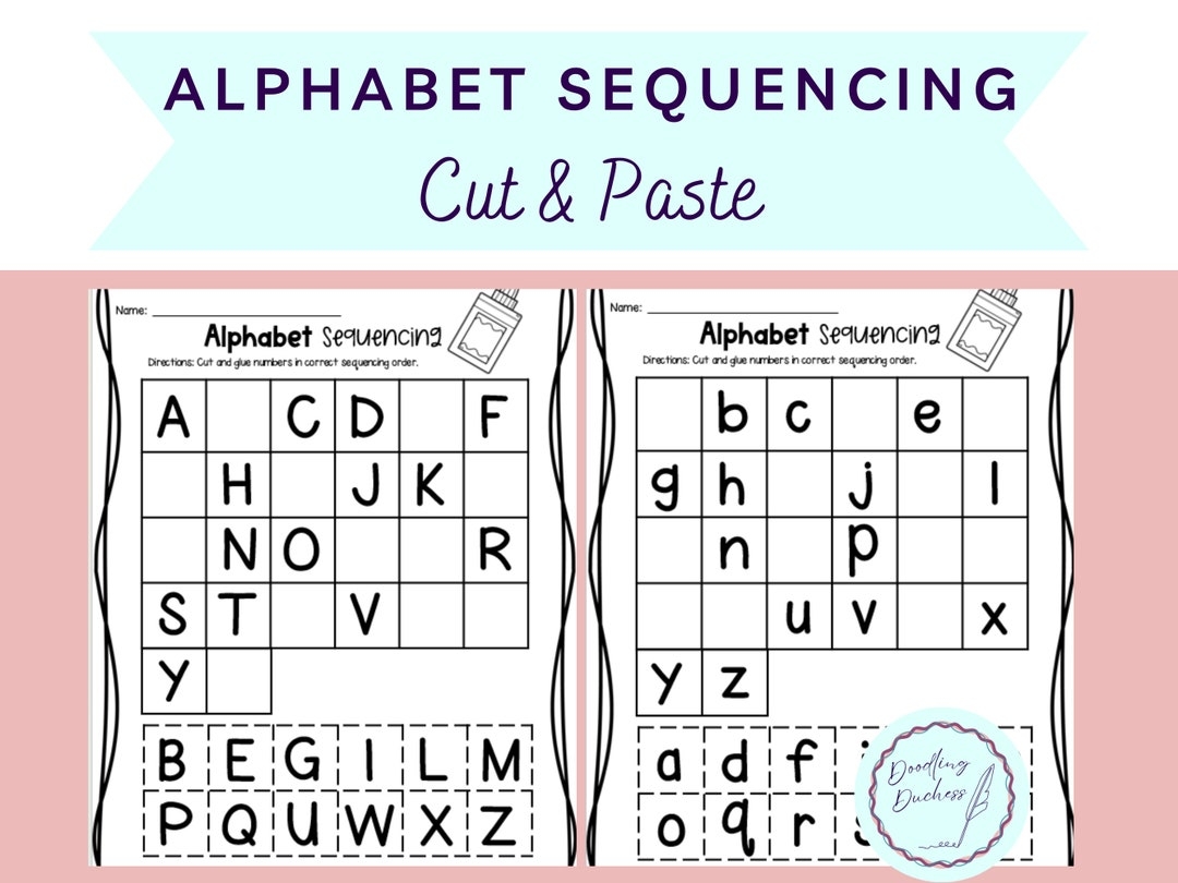 Alphabet Sequencing Cut Paste Letters Uppercase Lowercase Fine Motor Skills Scissors Pre k Kindergarten Worksheets Printable Etsy