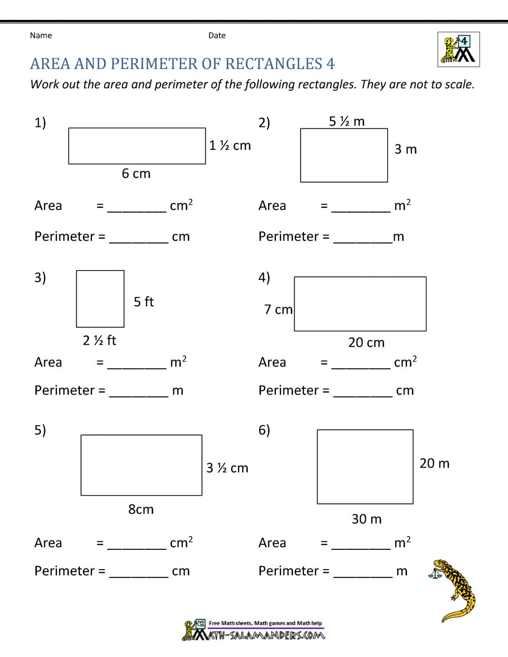 Area And Perimeter Of Rectangle