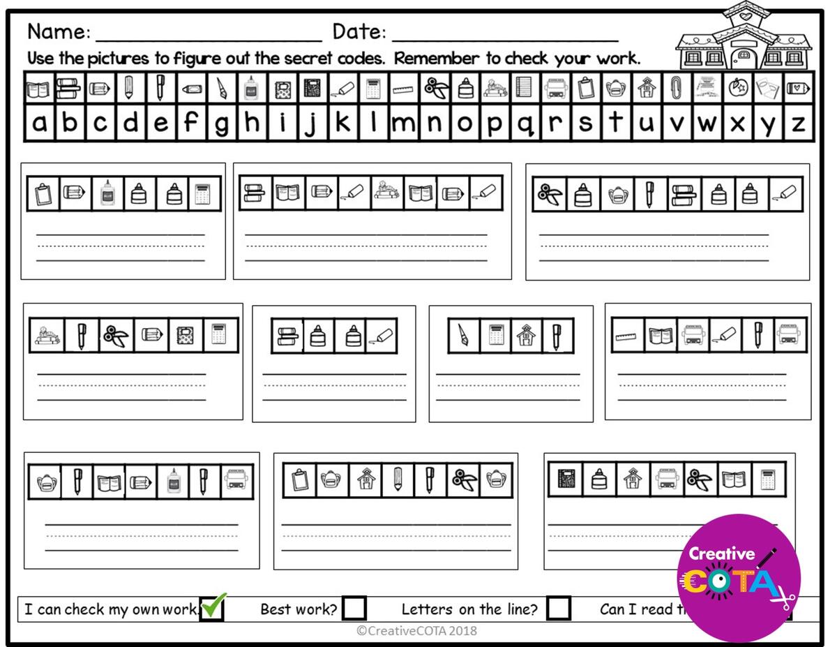 Back To School Secret Code Worksheets Your Therapy Source Back To School Secret Code Worksheets Your Therapy Source