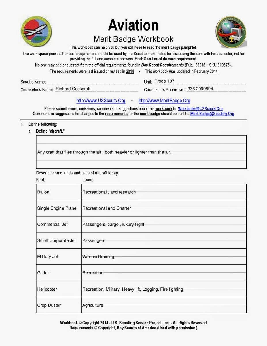 Boy Scout Troop 107 Greensboro NC Aviation Merit Badge Workbook Worksheets Library Boy Scout Troop 107 Greensboro NC Aviation Merit Badge Workbook Worksheets Library