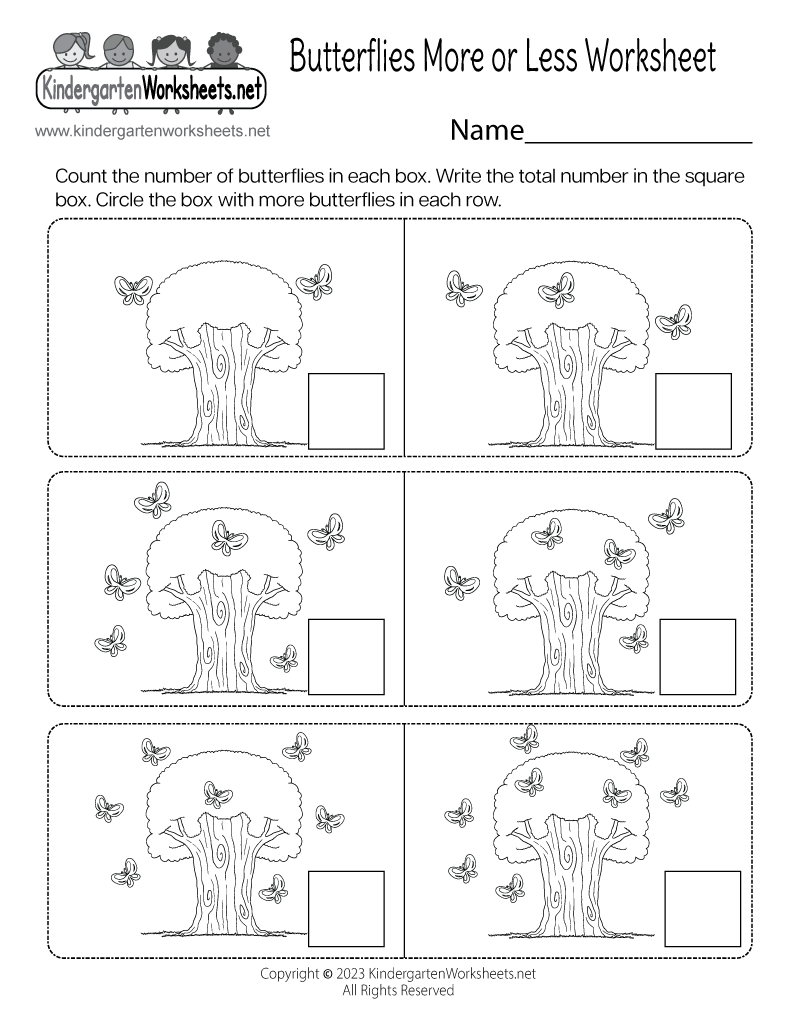 Butterflies More Or Less Worksheet Free Printable Digital PDF More Or Less Activity Worksheet Free Printable Digital PDF