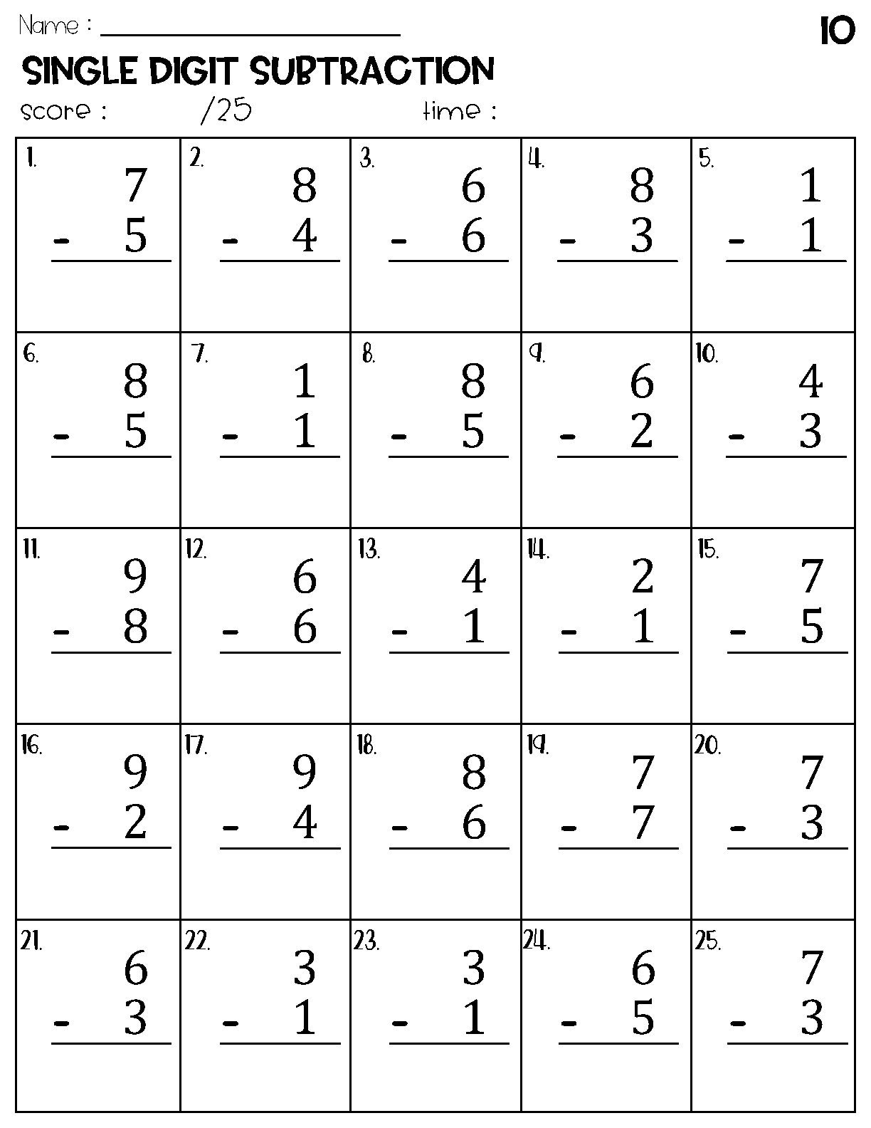Buy Single Digit Subtraction Worksheets Online In India Etsy Free Subtraction Worksheet Templates To Edit And Print Canva