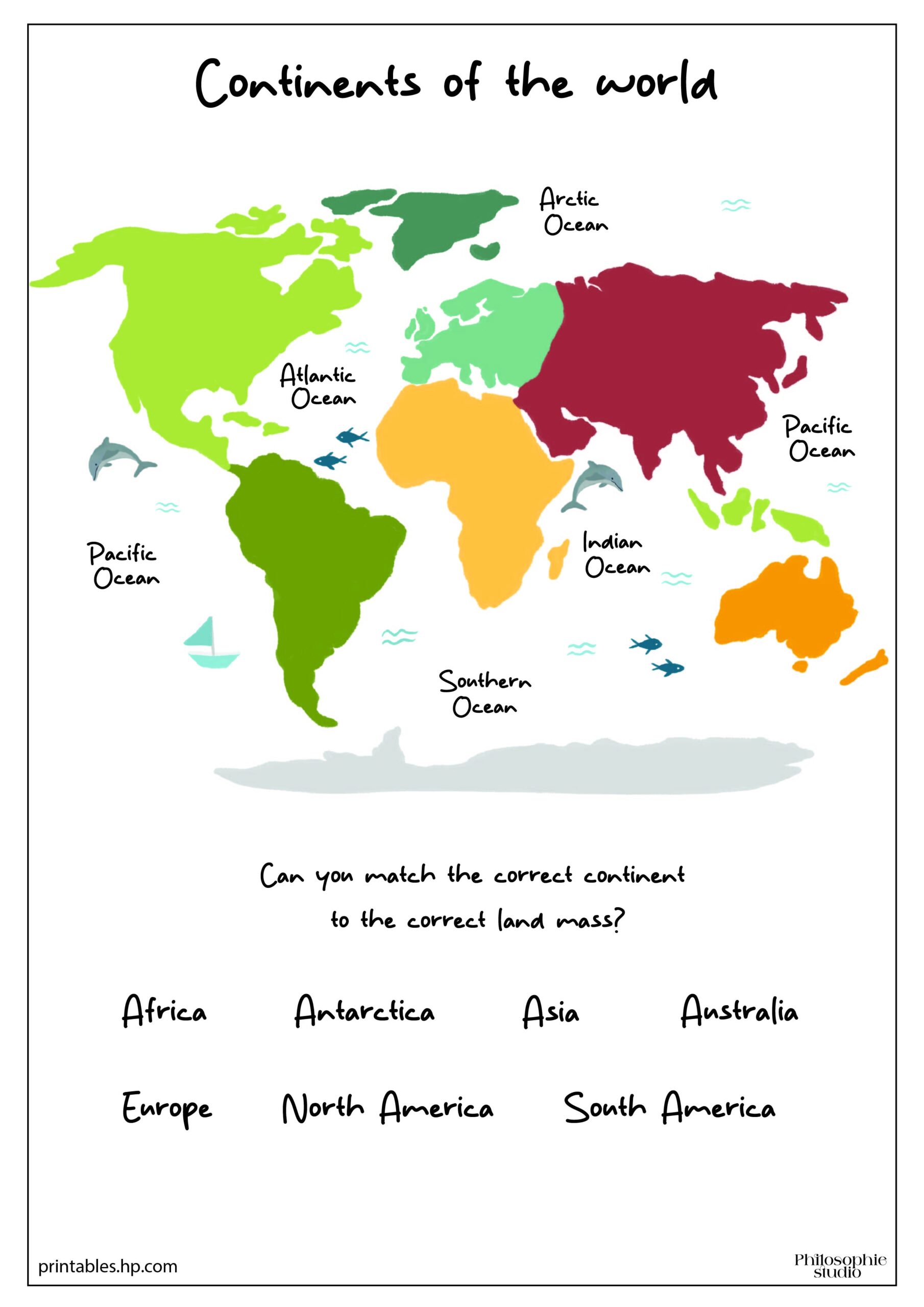 FREE 7 Continents And Oceans Worksheet