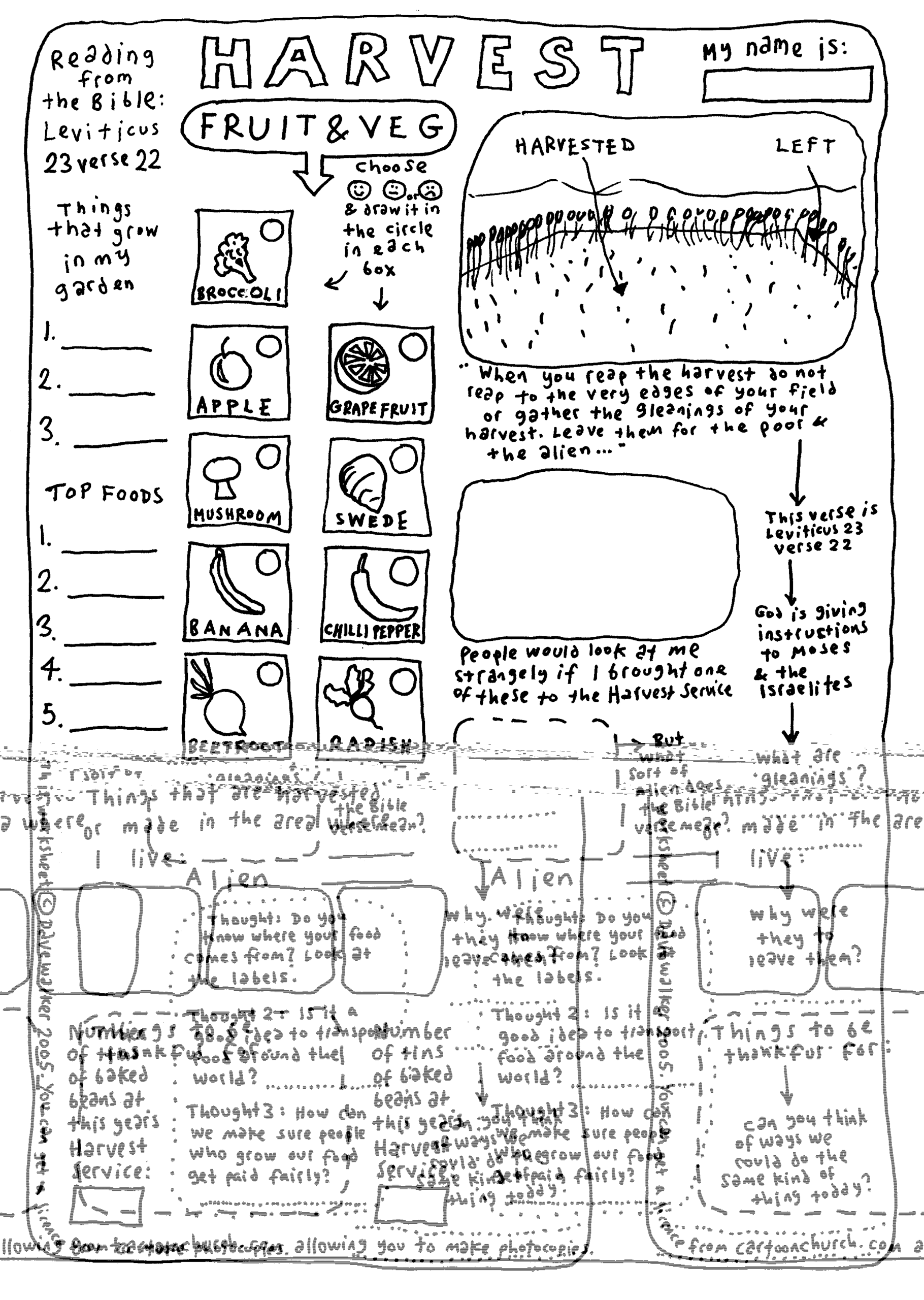 Cartoon Worksheet Harvest CartoonChurch
