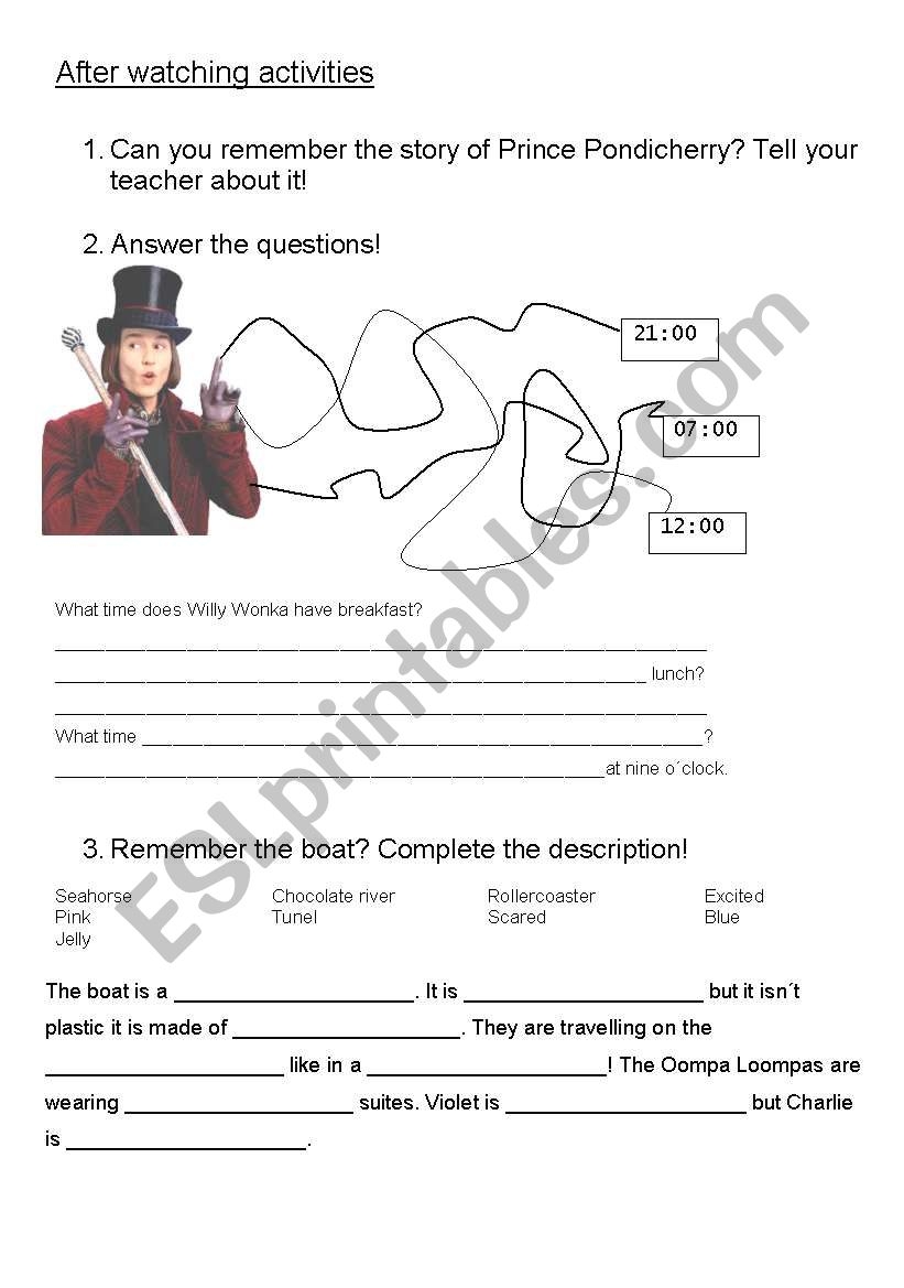 Charlie And The Chocolate Factory ESL Worksheet By Nanadia Charlie And The Chocolate Factory ESL Worksheet By Nanadia