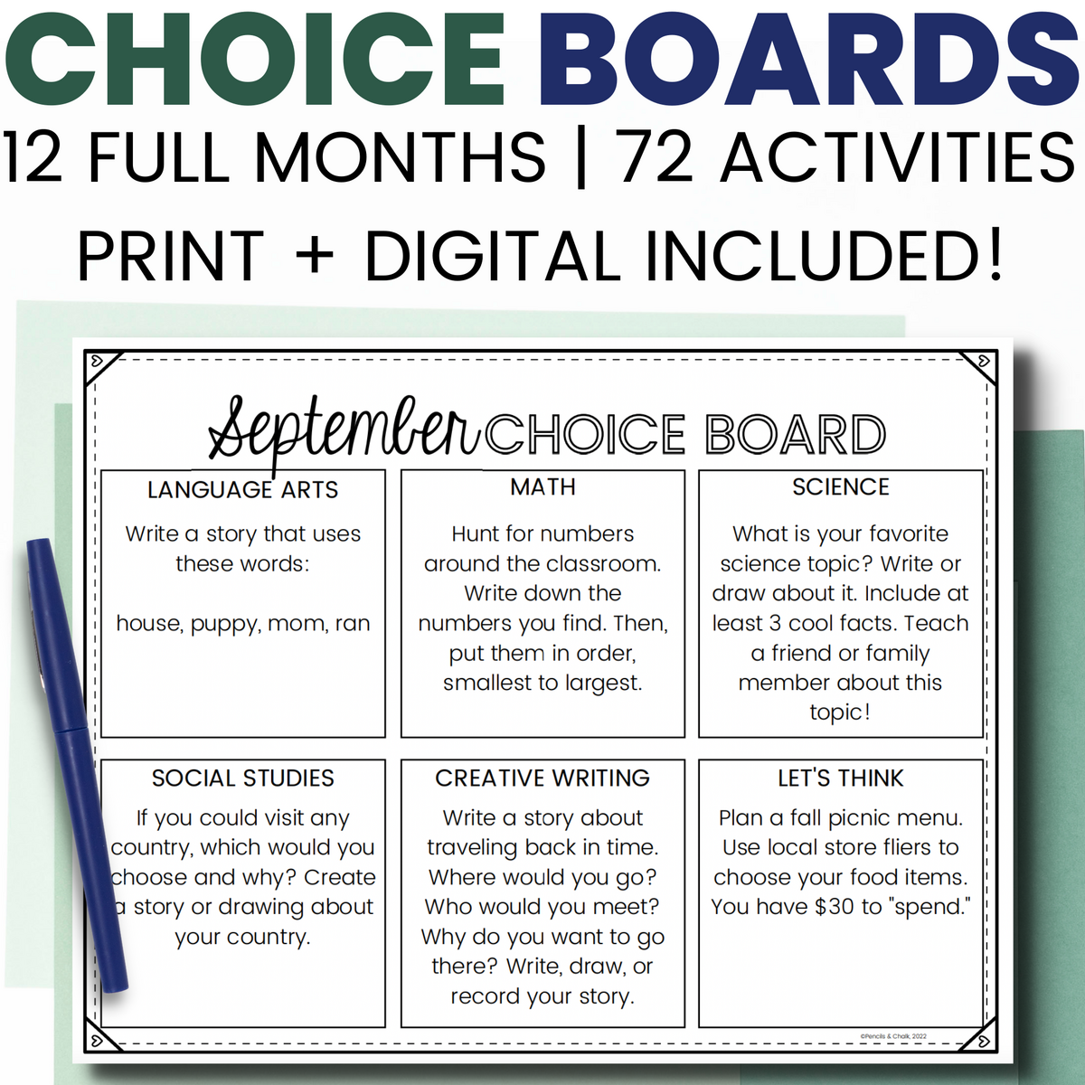 Choice Boards For Fast Finishers Year Long Activities Print And Digital Made By Teachers Choice Boards For Fast Finishers Year Long Activities Print And Digital Made By Teachers