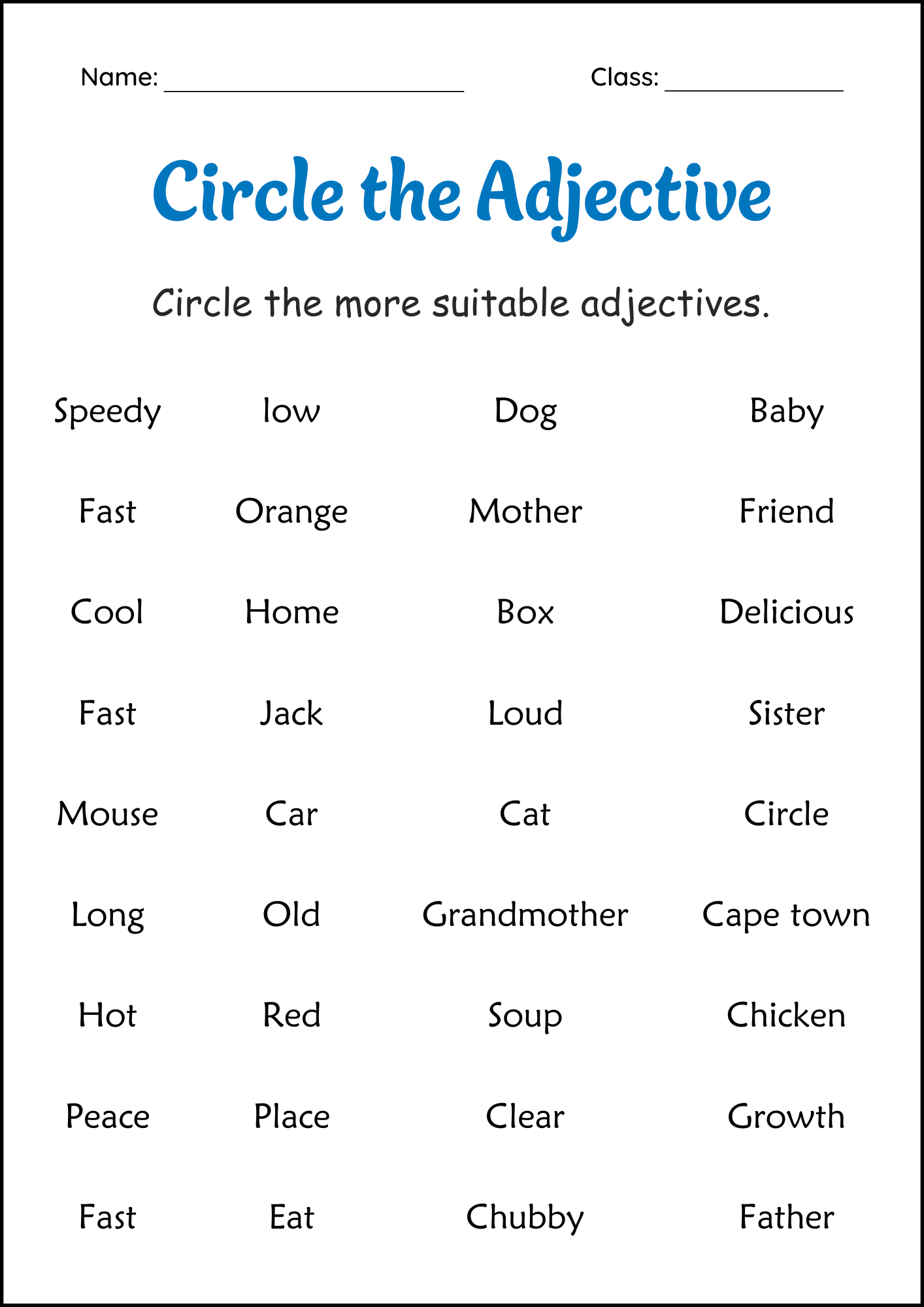 Circle The Adjectives Grammar Worksheets 2nd And 3rd Grade Made By Teachers Circle The Adjectives Grammar Worksheets 2nd And 3rd Grade Made By Teachers