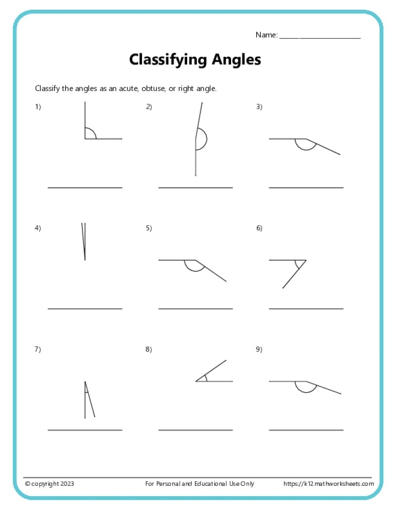 Classify And Measure Angles K12 Math Worksheets