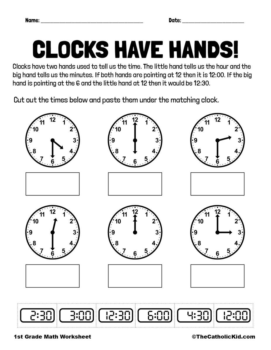 Telling Time Worksheets O Clock And Half Past
