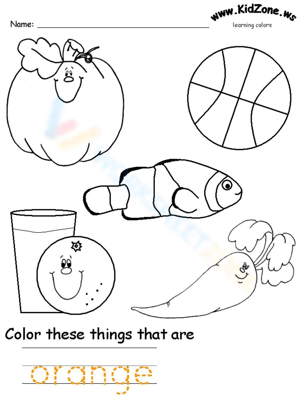 Color Orange Printables PDF